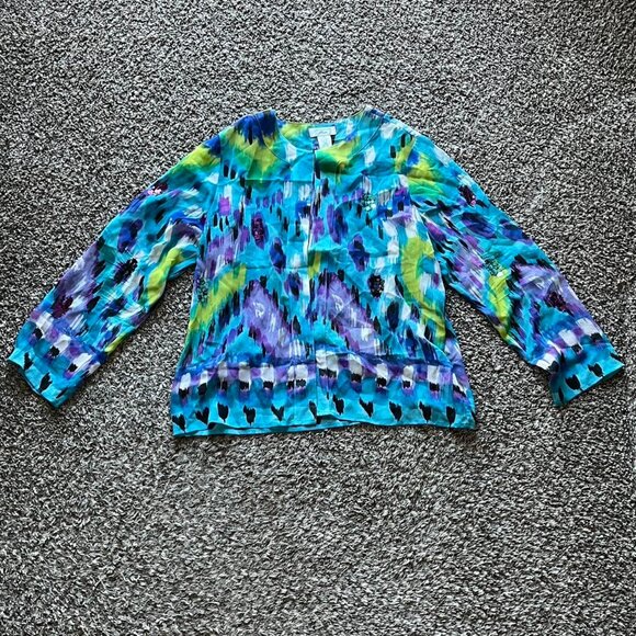 Laura Ashley Tops - Laura Ashley Blue100% Silk Blouse Women MP Fairycore Spring Boho Artsy Retro Top